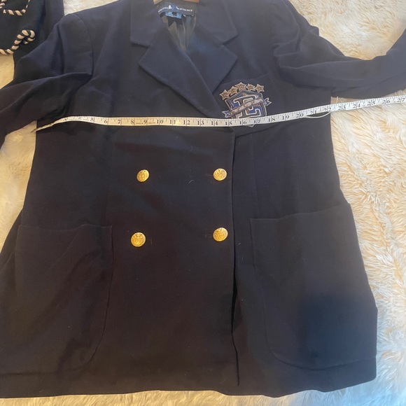 Escada Sport 42 Navy Blazer coat crest 12 - Picture 10 of 15